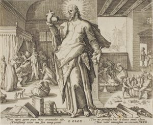 The Physician Considered as God (plate one from Allegories of the Medical Profession) by Hendrick Goltzius