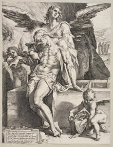 The Body of Christ Supported by an Angel by Hendrick Goltzius