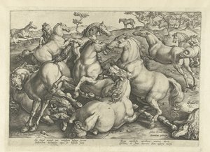 Twelve Fighting Horses by Hendrick Goltzius