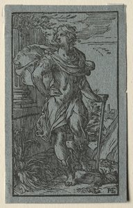 Young Man Standing with a Cane by Hendrick Goltzius
