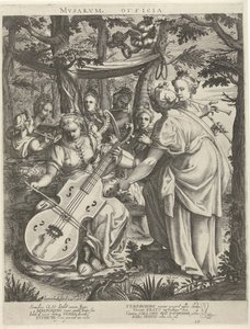 Concert of the Muses on Parnassus (Musarum Officia) by Hendrick Hondius (I)