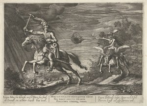 Rider and Death, No Man so Brave, nor Beast so Swift, Death Overtakes Them All (title on object) by Hendrick Hondius (I)