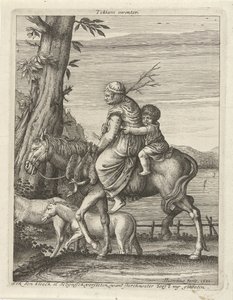 Woman and Child on Horseback by Hendrick Hondius (I)