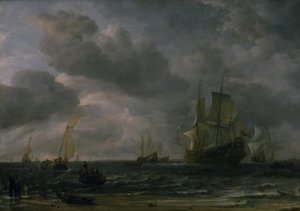 Ships in a Breeze Off the Dutch Coast by Hendrick Jacobsz Dubbels