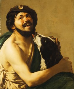 A laughing Bravo with a Dog