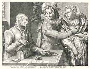 A Young Man Choosing Love of Beauty Rather Than Riches by Hendrik (after) Goltzius