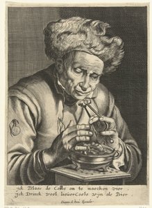 Old Man Blowing on a Coal