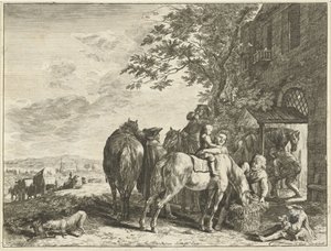 Travelers in Front of the Smithy