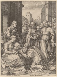 The Adoration of the Magi by Hendrik Goltzius in the style of Lucas van Leyden