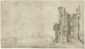 Ruins of Huis te Merwede near Dordrecht by Hendrik Kobell