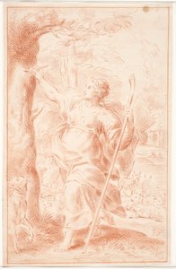 Shepherdess Carving on a Tree Trunk by Hendrik Krock