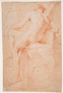 Male Model Study, Seated, Seen from Behind by Hendrik Krock