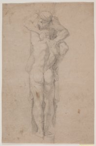 Standing Male Figure, Held (or Pressed Down) by Bearded Man by Hendrik Krock