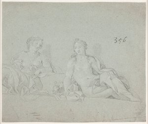 Two Seated Female Figures