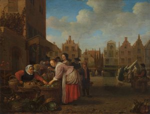 View of the Great Market in Rotterdam by Hendrik Maertensz Sorgh