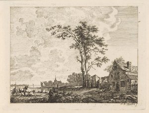 Landscape with House by a River by Hendrik Marcus Schouten