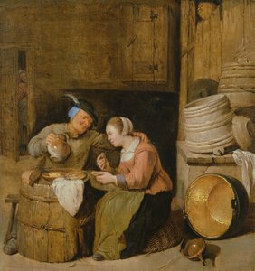 An Interior Scene with Two Peasants by Hendrik Martensz Sorgh