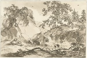 Hilly Landscape with a Resting Man