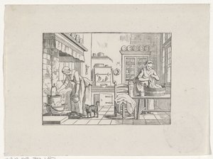 Kitchen Interior with Two Women Working