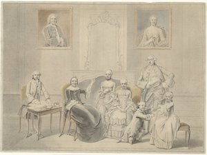 The Children of Pieter Cornelis Hasselaer and Clara Wendela Sautijn, Whose Portraits Hang on the Wall, with Their Grandmother Wendela Eleonora Reael by Hendrik Pothoven
