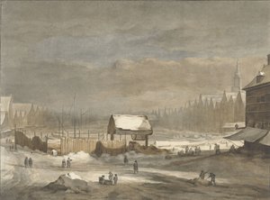 The Damrak in Winter by Hendrik Pothoven