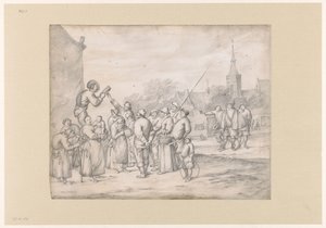 Peddler Selling Pamphlets to Villagers by Hendrik Potuyl