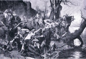 Warriors of Sviatoslav at the massacre under the walls of Drster, illustration from Landmarks in European History