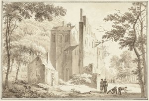A view of a ruin by Hendrik Tavenier