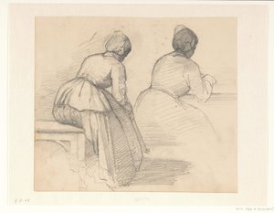 Two Studies of a Seated Woman, Seen from the Back by Hendrik Valkenburg