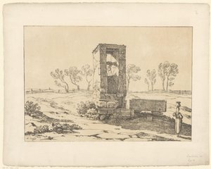 Woman at Water Well (series title: Tentamina Lithographica, Italian Landscapes) by Hendrik Voogd