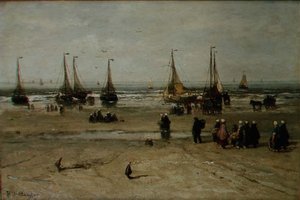 Coastal Landscape with Fishing Vessels and Fisherfolk