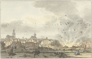 The Explosion of the Gunpowder House in Delft, 12 October 1654 by Hendrik de Winter (signed by artist)