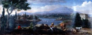 Italianate Landscape, with Cowherds Resting