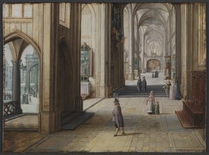 Interior of a Gothic Church Looking East by Hendrik van II Steenwijck