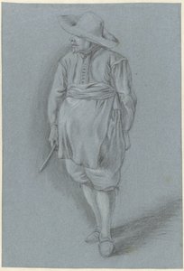 Man in 17th Century Attire with Hat, Apron, and Knife by Hendrik van Velthoven (attributed to)