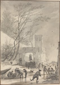 Skaters Outside a City Wall