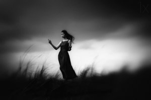 Pensive Woman Field by Hengki Lee