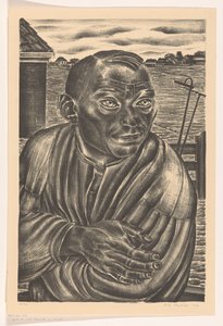 Farmer in landscape by Henk Henriët