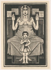 Stylized Composition with a Child in Front of a Seated Woman by Henk Schilling
