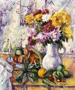 Chrysanthemums and Fruit by Henri Charles Manguin