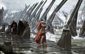 Cardinal Richelieu on the Sea Wall at La Rochelle by Henri Paul (after) Motte