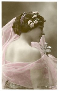 Woman in pink scarf by Henri (after) Manuel