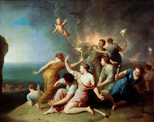 Nymphs Burning the Ship of Telemachus by Henri Antoine de Favannes