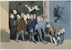 Mr. M. Director, Chief, Employees, Supernumeraries, etc., going to compliment a new Excellence - in "Administrative morals" by Henri Monnier