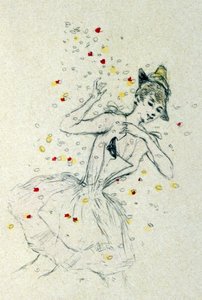 A woman with confetti