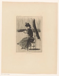 Woman with a Book and an Umbrella on a Chair Outside by Henri Boutet