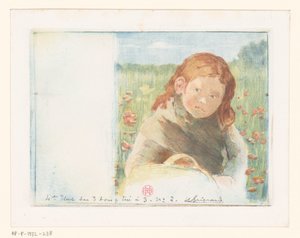 Girl with Basket in a Flower Meadow
