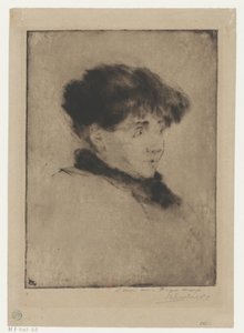 Portrait of Eva Gonzalès by Henri Charles Guérard (signed by artist)