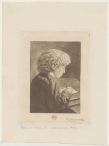 Boy Writing by Henri Charles Guérard (signed by artist)