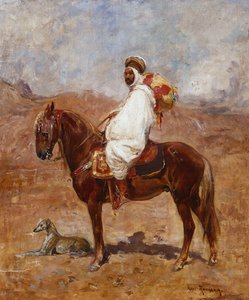 An Arab on a Horse in a Desert Landscape by Henri Emilien Rousseau